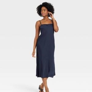 navy slip dress - dress up or down
